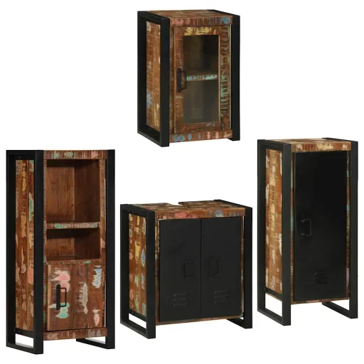 Conjunto de Móveis para Banheiro com Prateleira com Porta   (4 pcs)