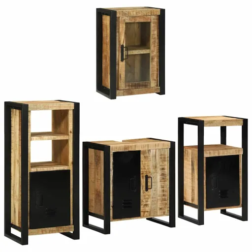 Conjunto de Móveis para Banheiro   Madeira de Manga Maciça (4 pcs)