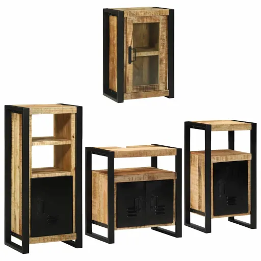 Conjunto de Móveis para Banheiro   Madeira de Manga Maciça (4 pcs)