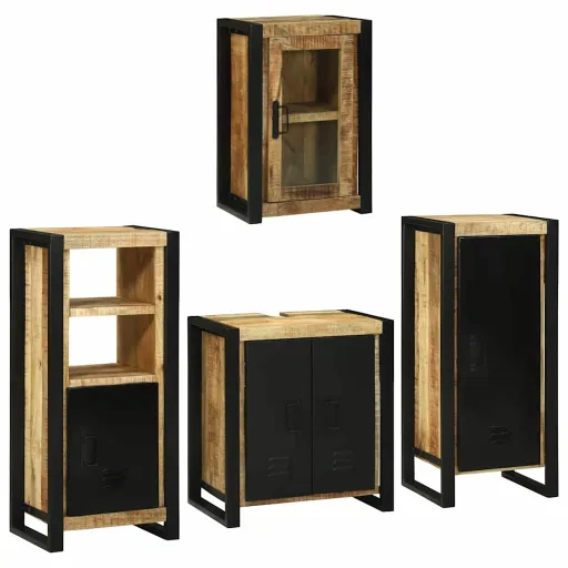Conjunto de Móveis para Banheiro   Madeira de Manga Maciça (4 pcs)