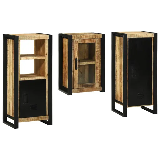 Conjunto de Móveis para Banheiro   Madeira de Manga Maciça (3 pcs)