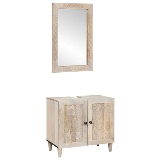 Conjunto de Móveis para Banheiro com Prateleira   Branco (2 pcs)