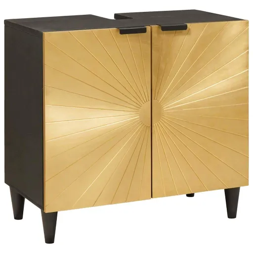 Armário de Lava-Louça com Porta Preto e Ouro 62 x 33 x 58 cm