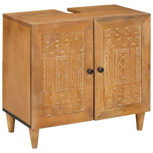 Armário de Banheiro com Porta Marrom Claro 62 x 33 x 58 cm