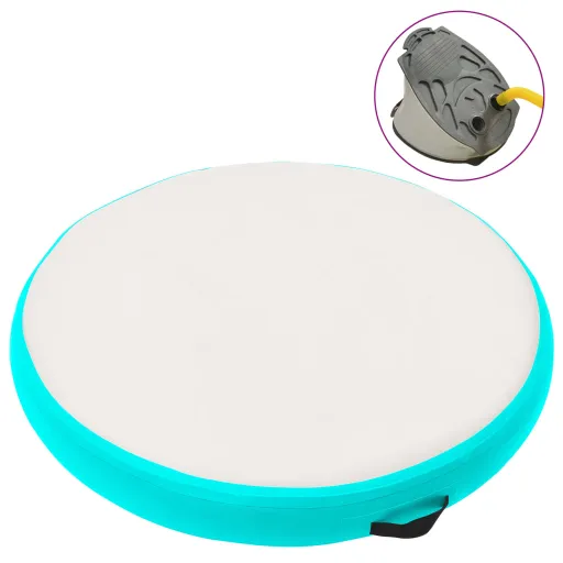 Tapete de Ginástica Insuflável com Bomba 100x100x10cm PVC Verde