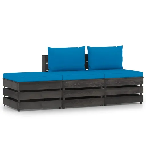 Conj. Lounge Jardim + Almofadões Madeira Impreg. Cinzento (3 pcs)
