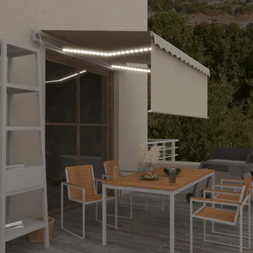 Toldo Automático c/ Estore/LED/Sensor Vento 3,5x2,5 m Cor Creme