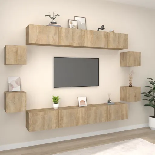 Conjunto Móveis de TV   Madeira Processada Carvalho Sonoma (8 pcs)