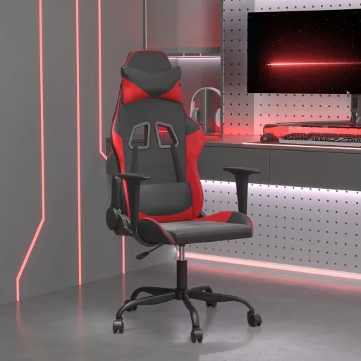 Cadeira Gaming Couro Artificial Preto e Vermelho