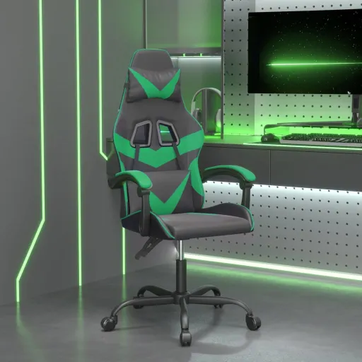 Cadeira Gaming Couro Artificial Preto e Verde