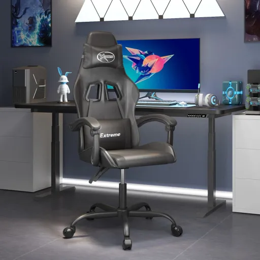 Cadeira de Gaming Couro Artificial Preto