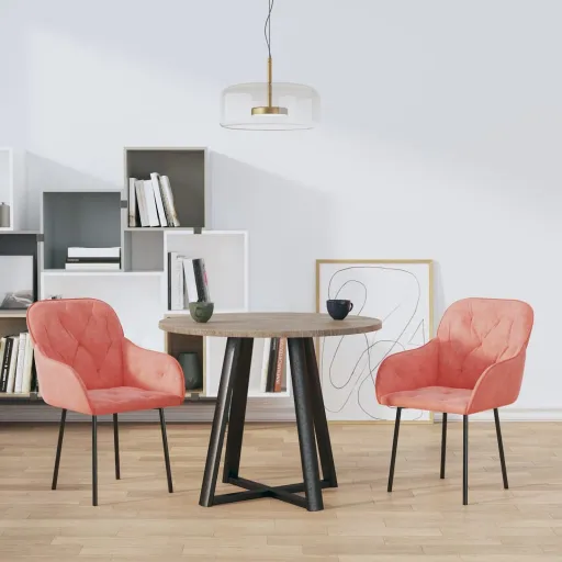 Cadeiras de Jantar   Veludo Rosa (2 pcs)