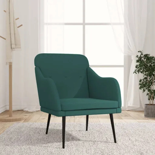 Cadeira com Apoio de Braços 63x76x80 cm Tecido Verde-Escuro
