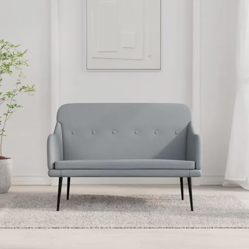 Banco 110x76x80 cm Tecido Cinzento-Claro