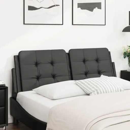 Almofadão de Cabeceira Zadar 137 cm Couro Artificial Preto
