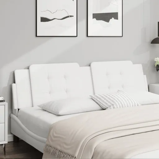 Almofadão de Cabeceira Zadar 183 cm Couro Artificial Branco