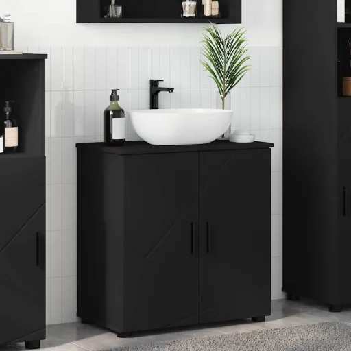 Armário de Banheiro com Armazenamento Preto 61 x 35 x 64 cm