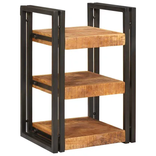 Mesa-de-Cabeceira Marrom e Preto Madeira de Manga Maciça