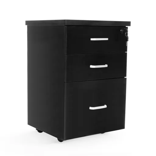 Bloco de Gavetas em Melamina Preto 400x400x610mm Riva