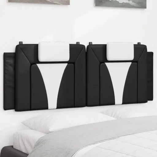 Almofadão de Cabeceira Viana 152 cm Couro Artificial Preto e Branco
