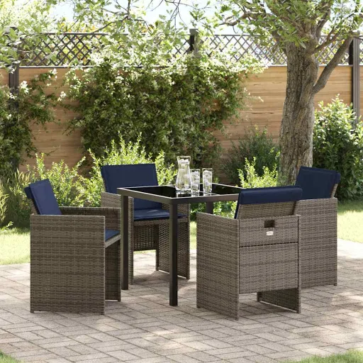 Conjunto de Jantar para Jardim   Cinzeto Vime PE (5 pcs)