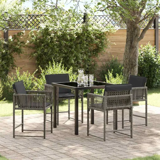 Conjunto de Jantar para Jardim   Cinzeto Vime PE (5 pcs)