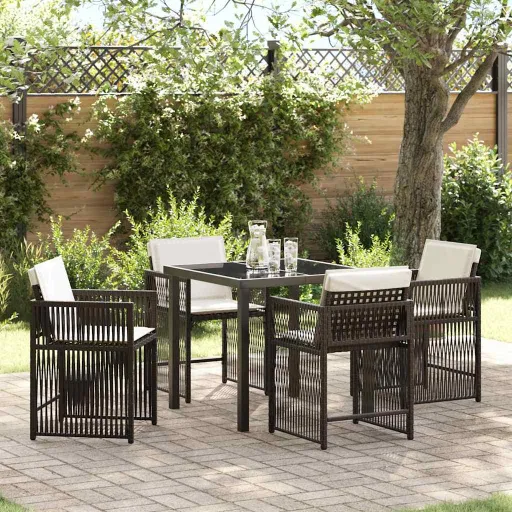 Conjunto de Jantar para Jardim   Castanho Vime PE (5 pcs)