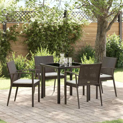 Conjunto de Jantar para Jardim   Marrom e Preto (5 pcs)