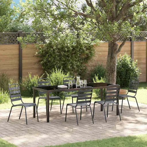 Conjunto de Jantar para Jardim   Antracite (7 pcs)