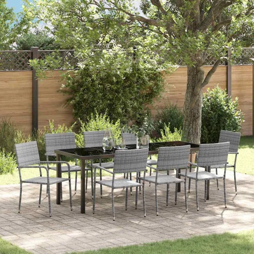 Conjunto de Jantar para Jardim   Cinzeto Vime PE (9 pcs)