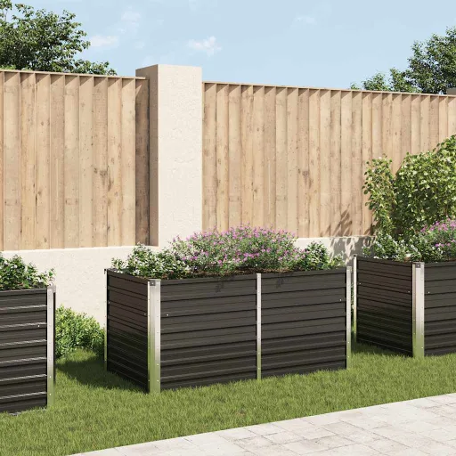 Canteiro Jardim Elevado 160x80x77 cm Aço Galvanizado Antracite