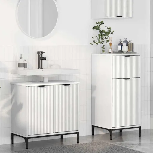 Conjunto de Móveis para Banheiro com Gaveta   Branco (2 pcs)