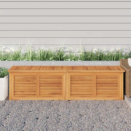 Caixa de Arrumação para Jardim com Saco 200x50x55cm Teca Maciça