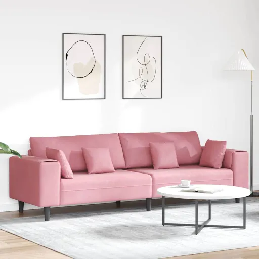 Sofá com Almofada Rosa 250 x 77 x 76 cm Veludo