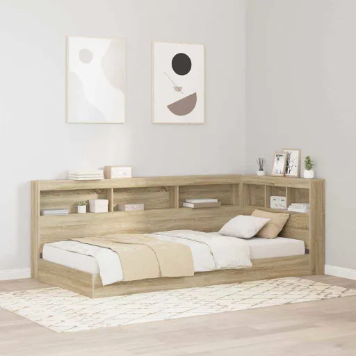 Cabeceira de Armazenamento com Prateleira Carvalho Sonoma 90 cm