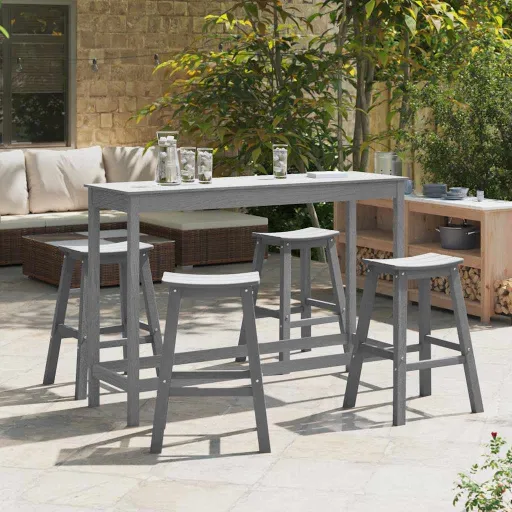 Conjunto de Bar do Jardim   Cinzento-Claro HDPE (4 pcs)