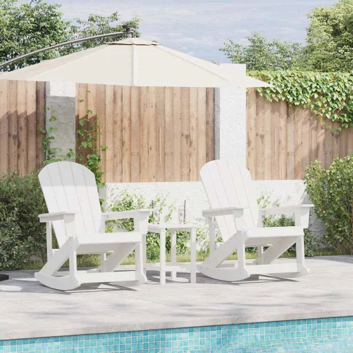 Conjunto de Lounge de Jardim   Branco HDPE (3 pcs)