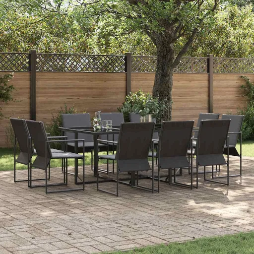 Conjunto de Jantar para Jardim   Preto Aço (11 pcs)