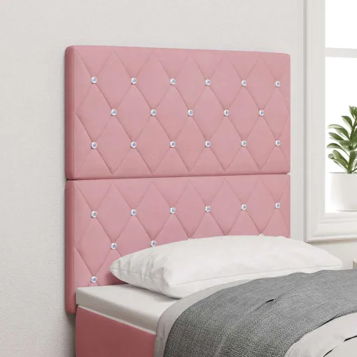 Cabeceira de Veludo Losangos com Cabeceira Rosa 80 cm Veludo