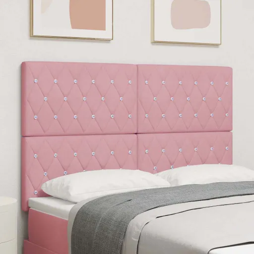 Cabeceira de Veludo Losangos com Cabeceira Rosa 160 cm Veludo