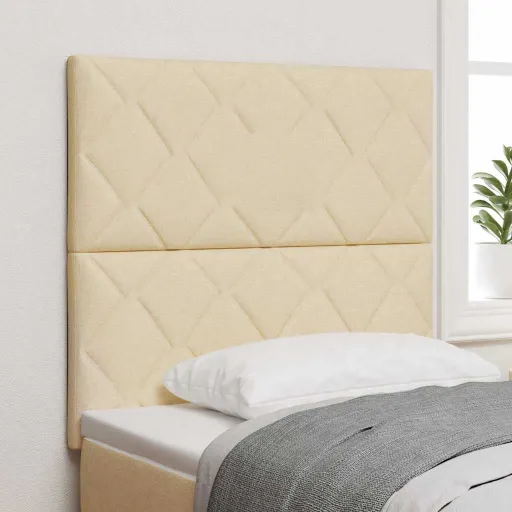 Cabeceira de Tecido Geométrico com Cabeceira Creme 90 cm Tecido
