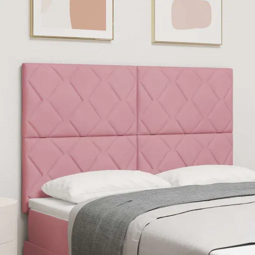 Cabeceira com Cabeceira Rosa 144 cm Veludo