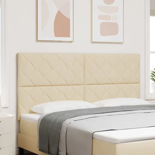 Cabeceira de Tecido Geométrico Creme 180 cm Tecido