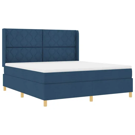 Cama Box Spring com Colchão Azul 180 x 200 cm Tecido