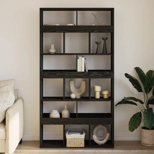Gabinete de Livros   Carvalho Preto 100 x 33 x 187,5 cm (2 pcs)