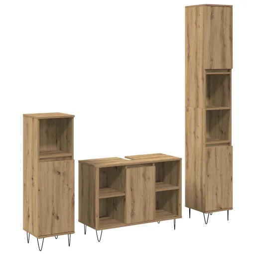 Conjunto de Móveis para Banheiro   Carvalho Artesanal (3 pcs)