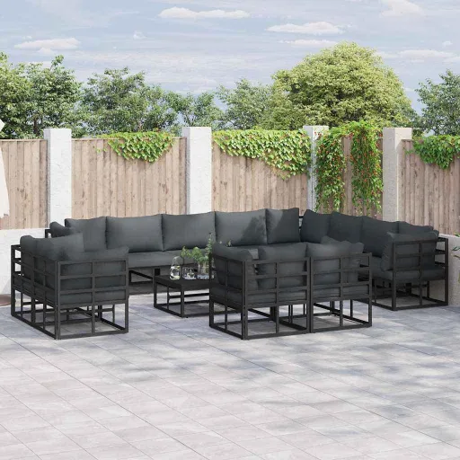 Conjunto de Sofá de Jardim com Almofada   (12 pcs)