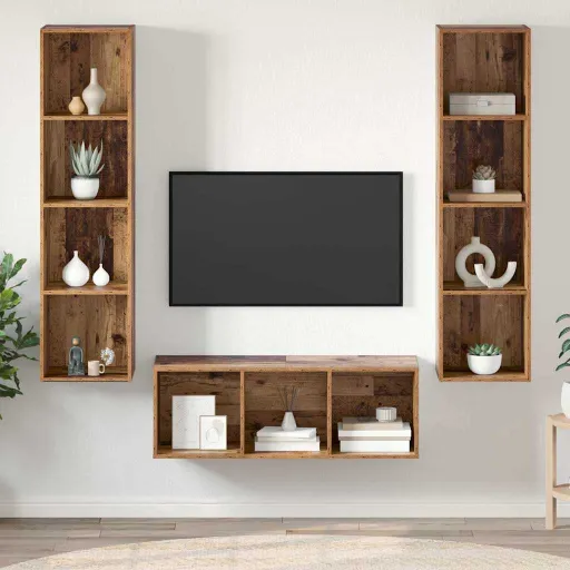 Conjunto de Móvel de TV   Madeira Antiga Madeira Processada (3 pcs)