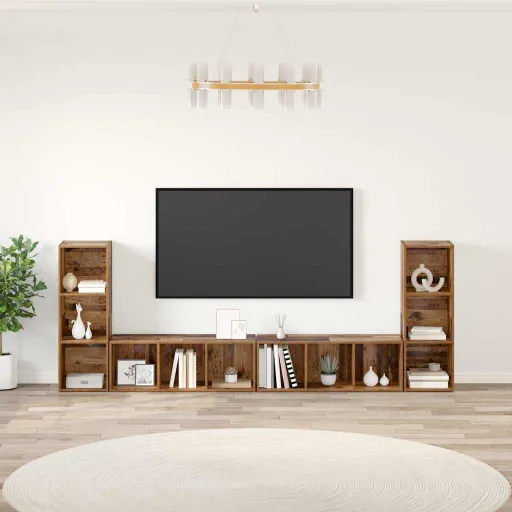 Conjunto de Móvel de TV   Madeira Antiga 37 x 35 x 107 cm (4 pcs)