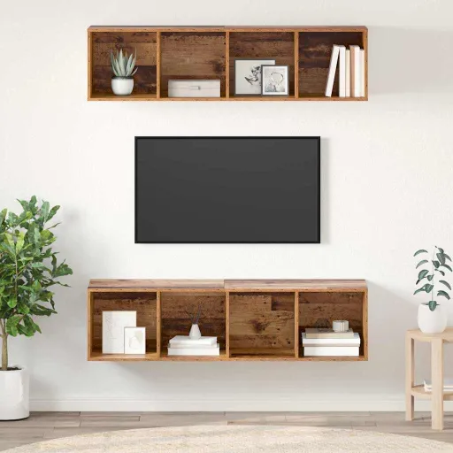 Conjunto de Móvel de TV   Madeira Antiga 37 x 37 x 142,5 cm (2 pcs)
